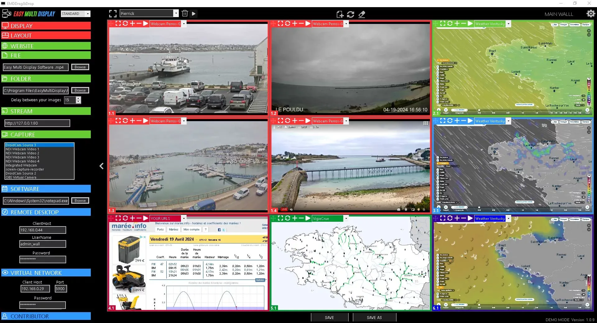 Pilotage d'un mur d'écrans en glisser-déposer avec Easy Multi Display