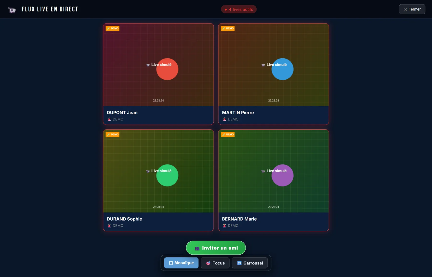 Flux caméra en direct d'un agent de terrain dans EMD QuickShare