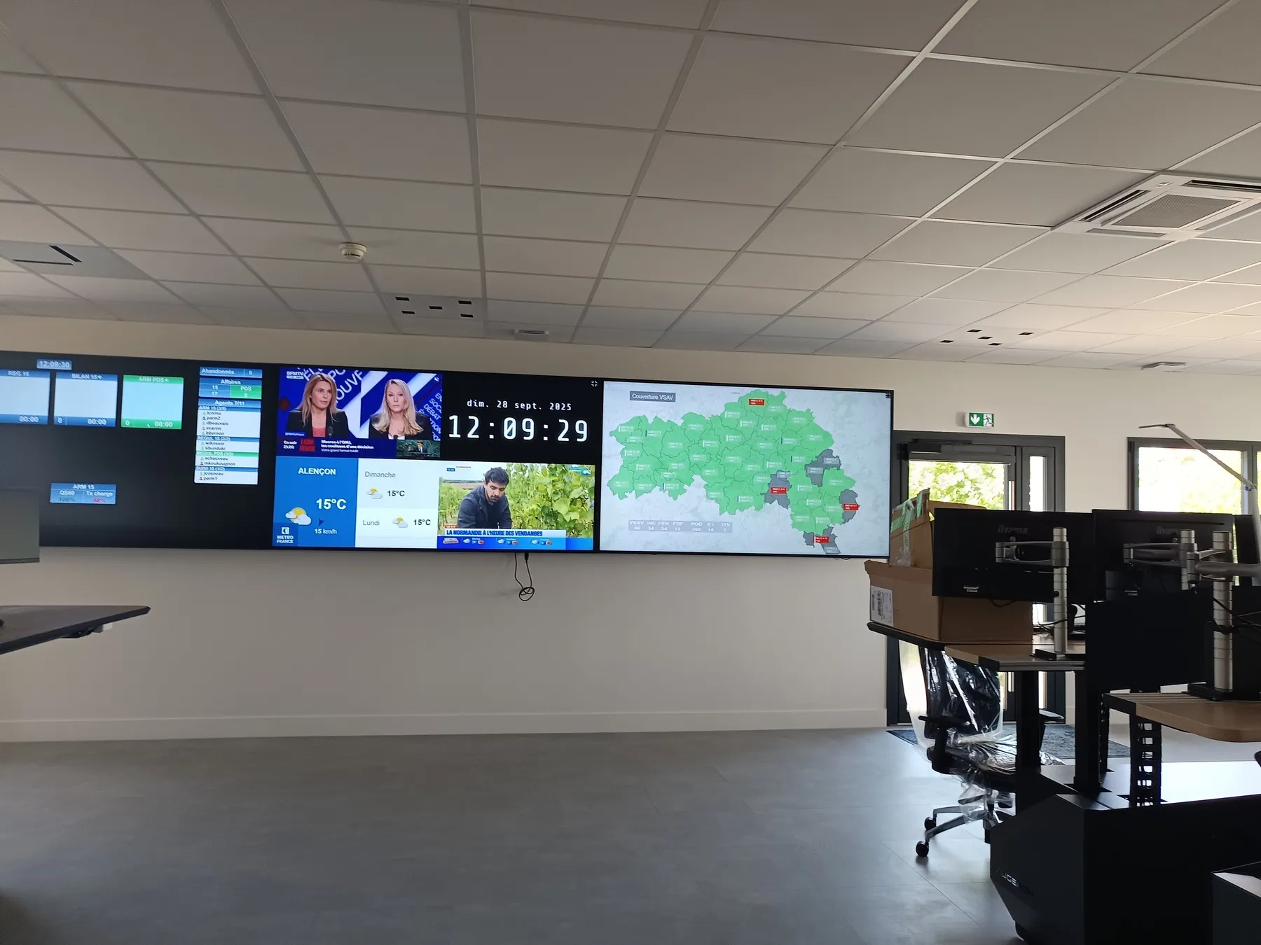 Mur d'images du SDIS 61 piloté par Easy Multi Display