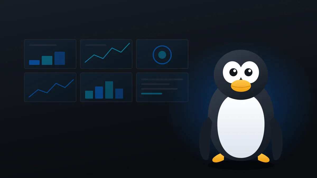 Le pingouin Linux devant un mur d'écrans piloté par Easy Multi Display