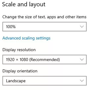 100% Scale and layout windows