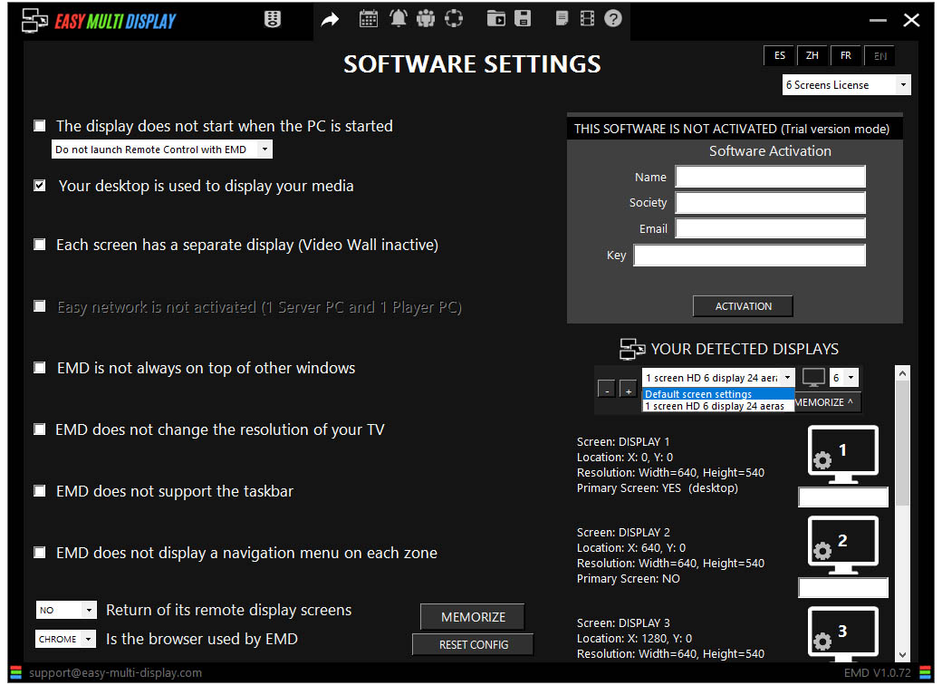 setting interface emd News software digital signage ug video wall