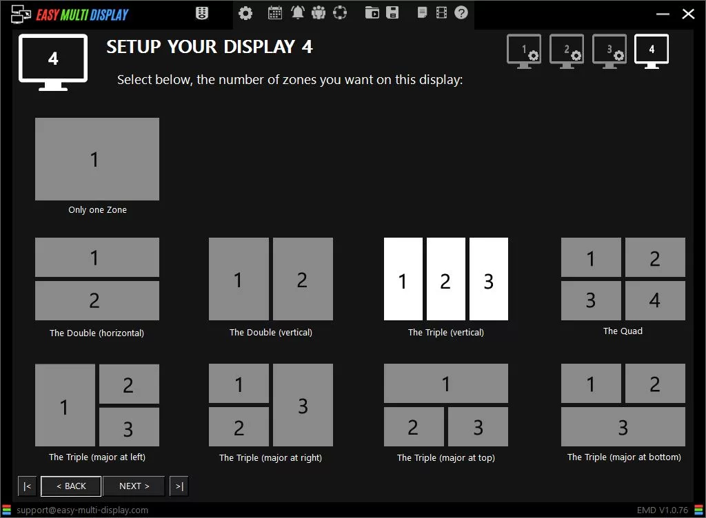 EASY MULTI DISPLAY, Step 2: Select below the number of zones you want on this display.